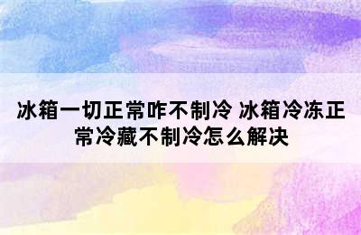 冰箱一切正常咋不制冷 冰箱冷冻正常冷藏不制冷怎么解决